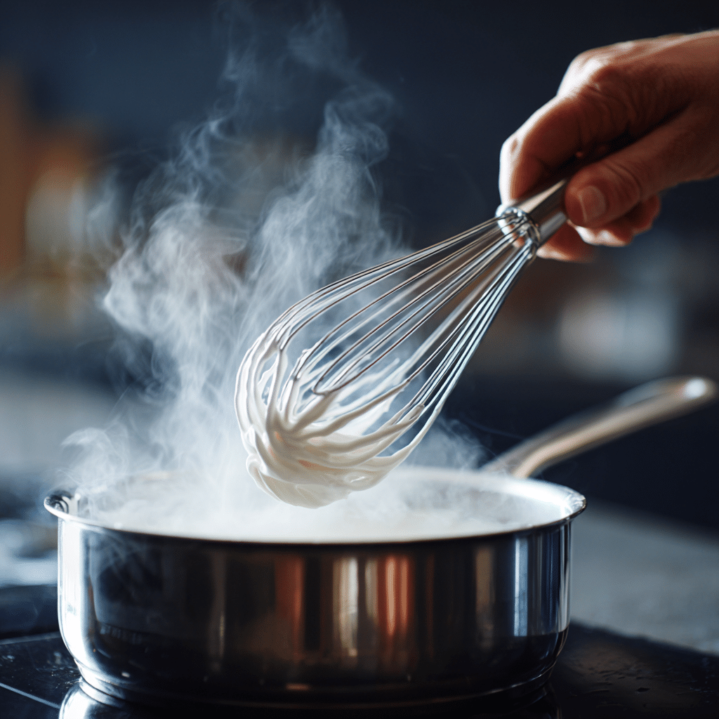 Homemade Marshmallow Creme: 5-Minute Fluffy Frosting You’ll Love 7 “Whisking homemade marshmallow creme over a double boiler until the sugar dissolves and mixture turns glossy.”