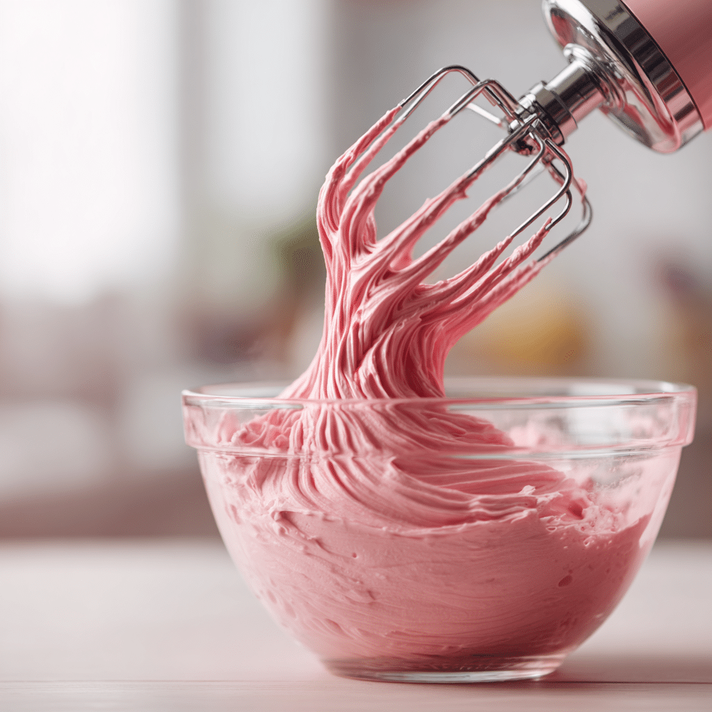 Strawberry Frosting Recipe: 7 Sweet Secrets for the Creamiest Results 8 Mixer whipping strawberry frosting in a glass bowl