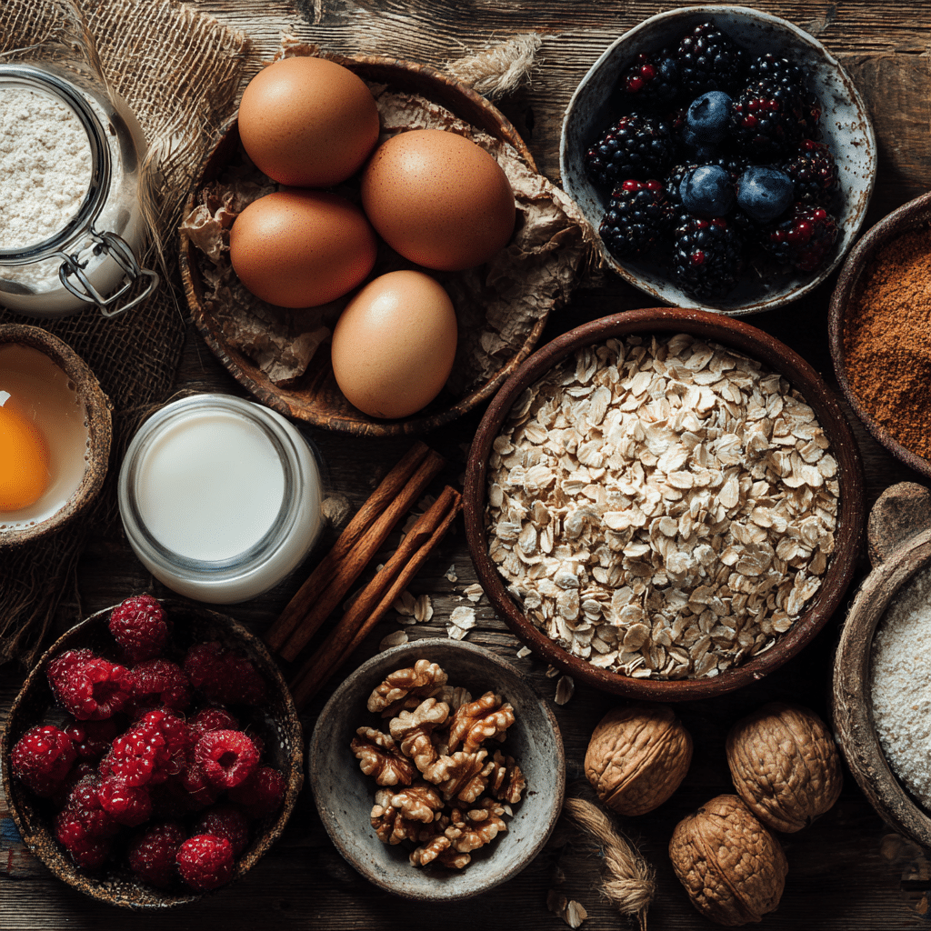 Baked Oatmeal Recipe: 7 Easy Tips for the Perfect Breakfast 6 Freshly baked oatmeal slice with berries and maple syrup on a breakfast table