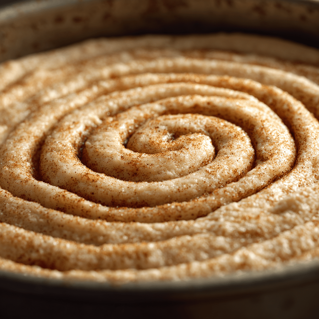 Giant Cinnamon Roll Cake: 7 Irresistible Tips for Fluffy Perfection 7 Unbaked giant cinnamon roll cake spiraled in a cake pan with cinnamon sugar