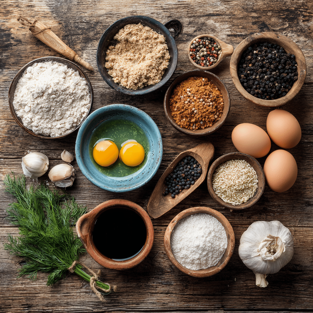 Mini Quiche Recipe (Any Flavor!) – 5 Easy Ideas for Every Occasion 7 Mini quiche recipe ingredients – eggs, cheese, vegetables, pie crust, and cream.