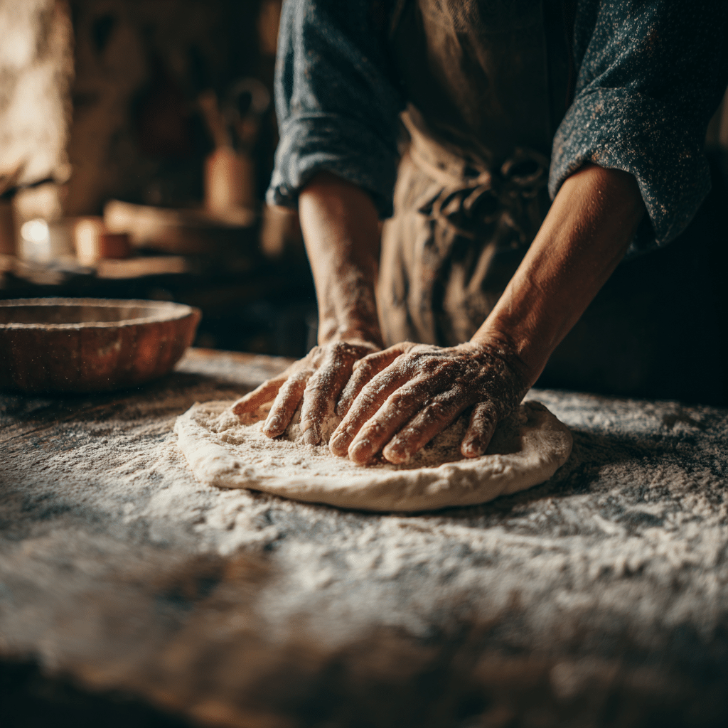 Homemade Flatbread Pizza Recipe: 7 Steps to Crispy, Easy Perfection 7 Dough being shaped into a flatbread crust before baking