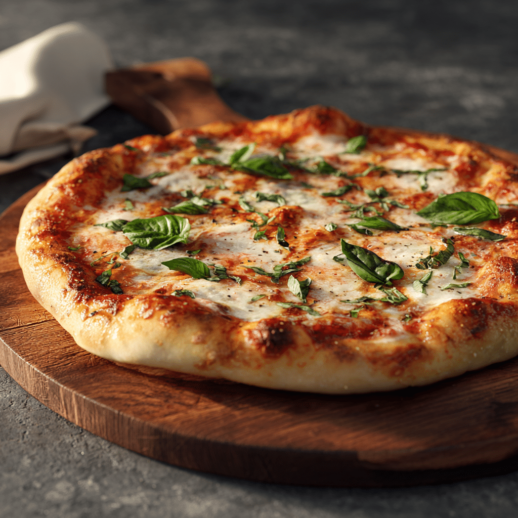 Homemade Pizza Crust Recipe: 7 Easy Steps for Perfect Dough 5 Freshly baked Margherita pizza on homemade crust with basil.