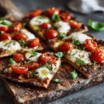 Homemade Flatbread Pizza Recipe: 7 Steps to Crispy, Easy Perfection 9 Finished flatbread pizza sliced and served with fresh basil on a wooden board