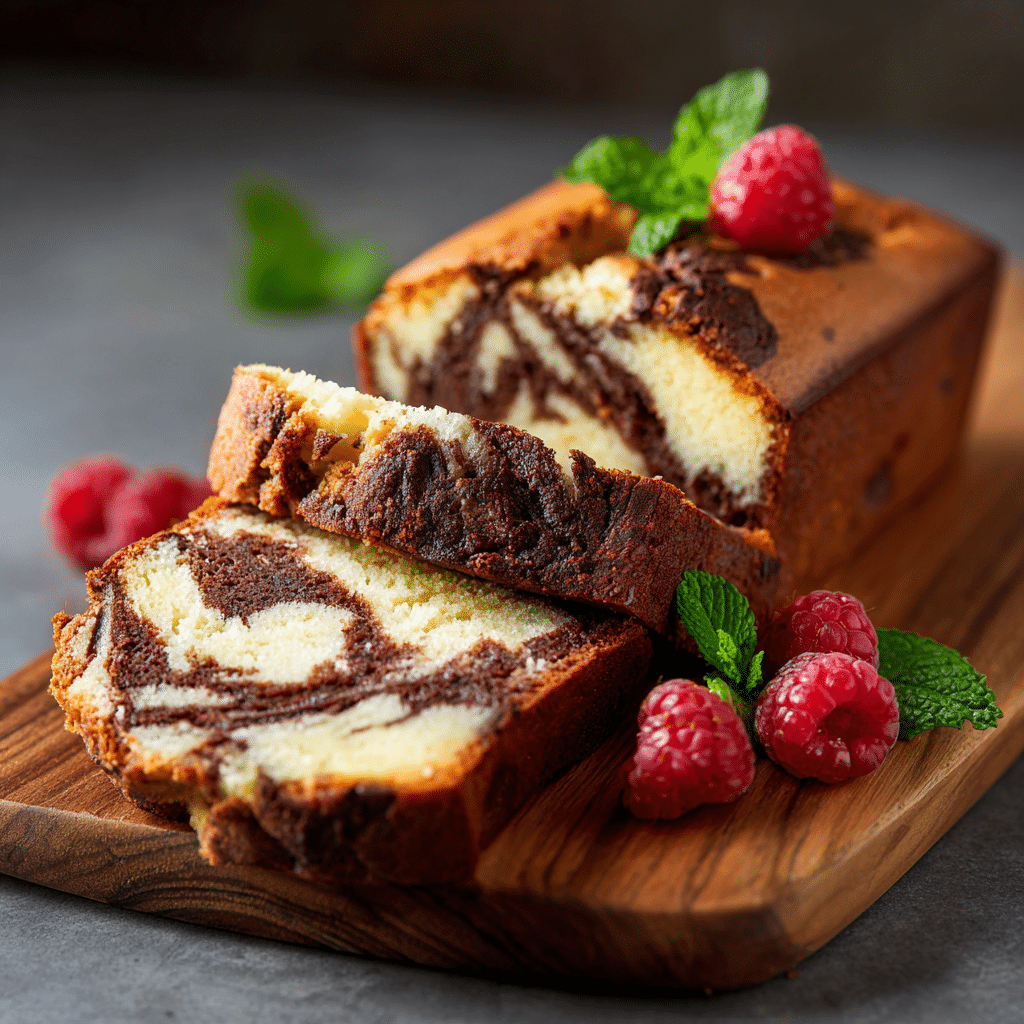 Marble Loaf Cake: 7 Secrets for Perfect Chocolate-Vanilla Swirls 5 Sliced marble loaf cake showing chocolate and vanilla swirls.