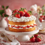 Strawberry Shortcake Cake – 7 Sweet Tips for the Perfect Slice 6 Fully assembled strawberry shortcake cake topped with whipped cream and fresh strawberries.