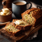 Zucchini Bread Recipe – 7 Proven Tips for Irresistible Moistness 9 Freshly sliced zucchini bread served with butter and coffee.