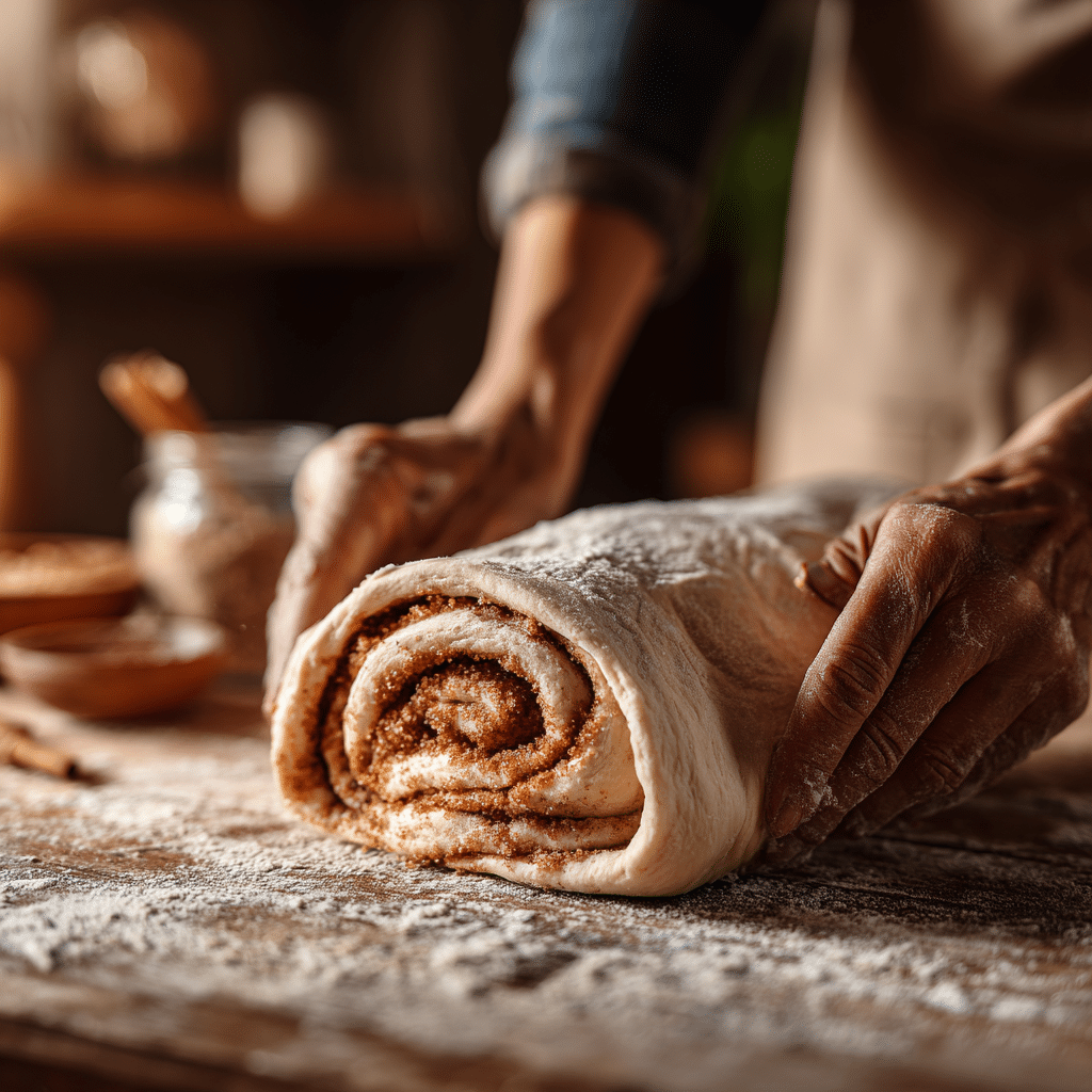 Homemade Cinnamon Swirl Bread: 5 Irresistible Tricks for Perfect Texture 7 Rolling Homemade Cinnamon Swirl Bread dough with cinnamon filling.