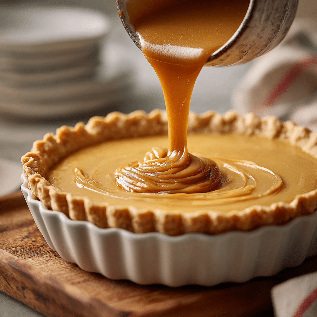 Butterscotch Pie Recipe: 9 Secrets to This Rich & Creamy Classic 7 Pouring rich butterscotch custard into a pre-baked pie crust.”