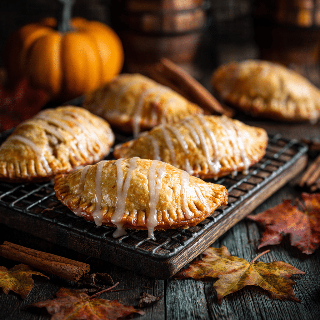 Pumpkin Hand Pies: 12 Maple-Glazed Fall Treats You’ll Crave 4 “Glazed Pumpkin Hand Pies cooling on rack with maple glaze and fall decor.”