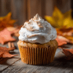 Pumpkin Spice Cupcakes with Marshmallow Frosting – 5 Irresistible Tips 9 Pumpkin Spice Cupcakes with Marshmallow Frosting served on a fall-themed plate with rustic decor”