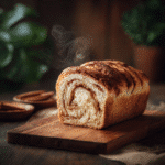 Homemade Cinnamon Swirl Bread: 5 Irresistible Tricks for Perfect Texture 9 Freshly baked Homemade Cinnamon Swirl Bread sliced on a wooden board with visible cinnamon swirl.