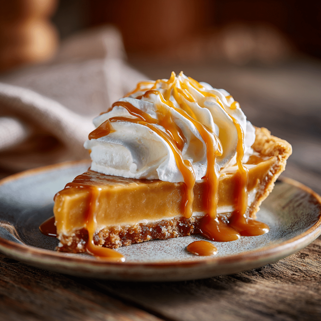 Butterscotch Pie Recipe: 9 Secrets to This Rich & Creamy Classic 5 “Slice of butterscotch pie with whipped cream and caramel drizzle on a vintage dessert plate.”