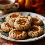 Caramel Apple Spice Thumbprints: 7 Irresistible Reasons to Bake Them Now 9 Freshly baked Caramel Apple Spice Thumbprints on a fall-themed dessert plate.