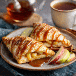 Homemade Apple Turnovers: 7 Secrets to Flaky, Gooey Perfection 9 Caramel-drizzled homemade apple turnovers served on a rustic plate