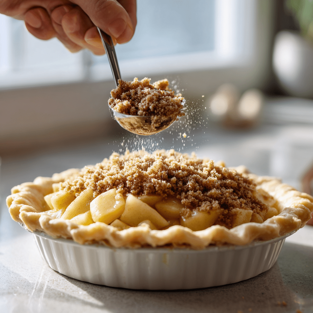 Apple Crumble Pie: 7 Irresistible Secrets for the Best Fall Dessert 7 Apple Crumble Pie before baking with spiced apple filling and buttery crumble topping.