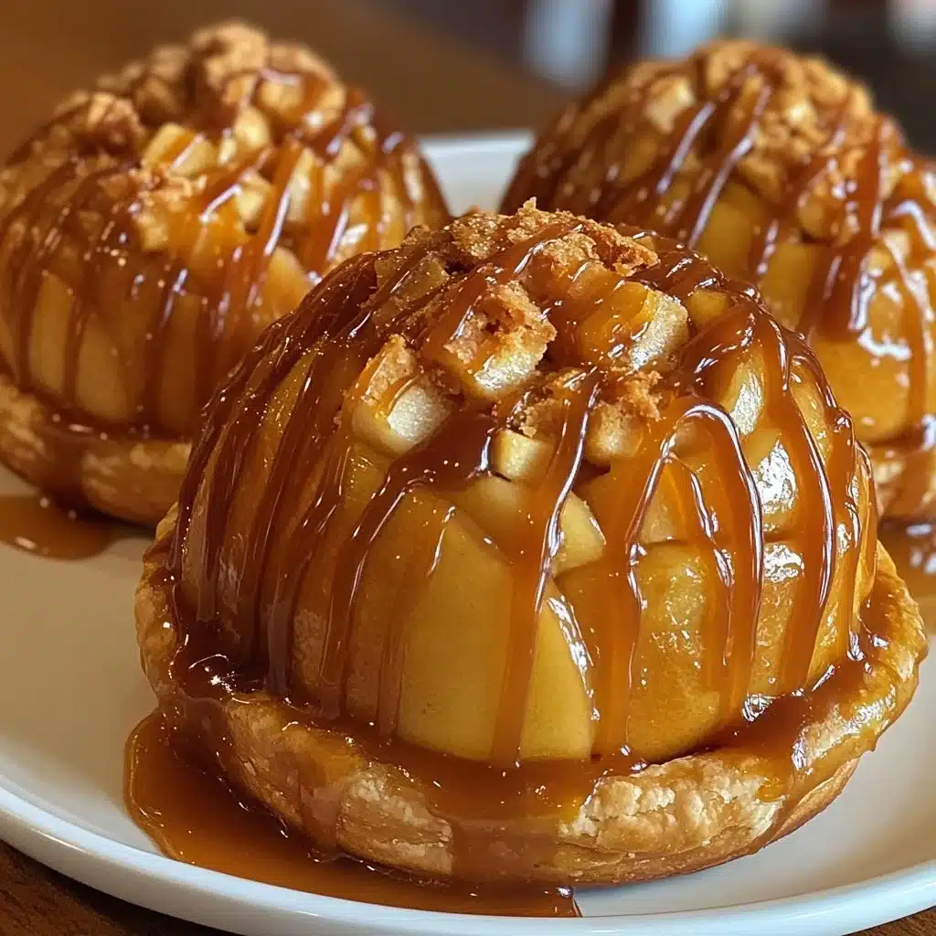 Delicious Caramel Apple Pie Bombs served on a plate with caramel drizzle