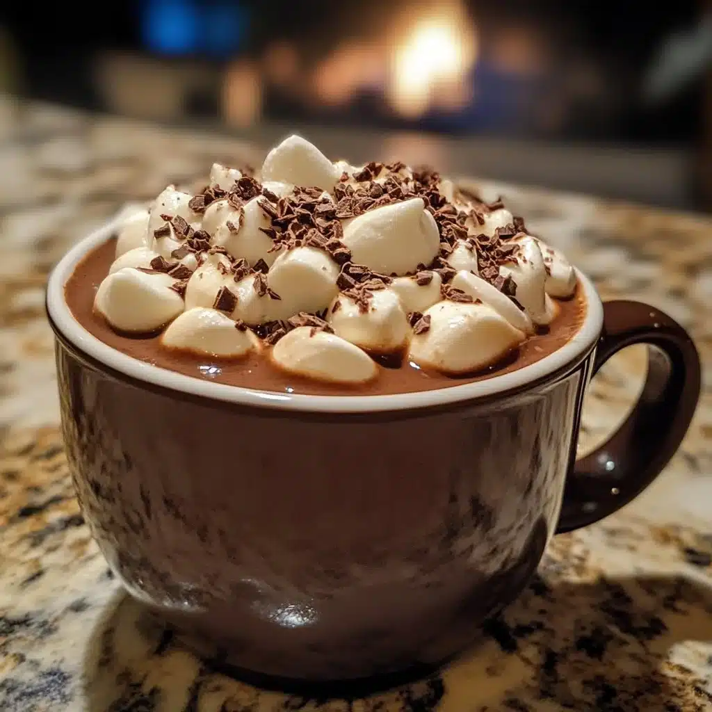 A steaming cup of Disneyland's delicious hot chocolate topped with whipped cream.