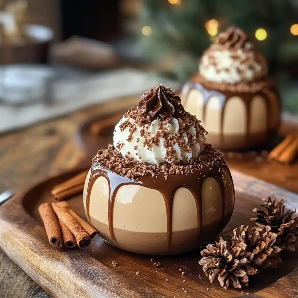 Gingerbread Latte Mousse Domes 2 Gingerbread Latte Mousse Domes serving on a festive platter