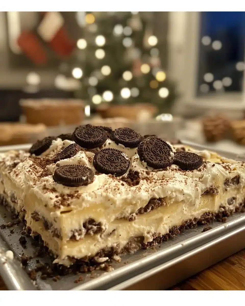 No-Bake Christmas Oreo Lasagna