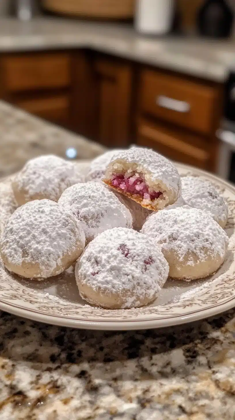 Raspberry Almond Snowball Cookies 6 Raspberry Almond Snowball Cookies