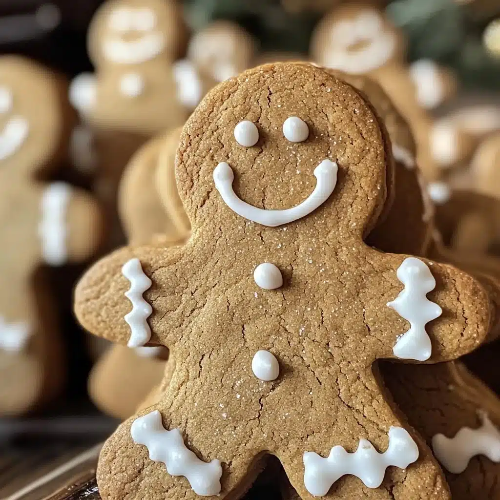 Soft and Chewy Gingerbread Men Cookies on a plate decorated with festive sprinkles