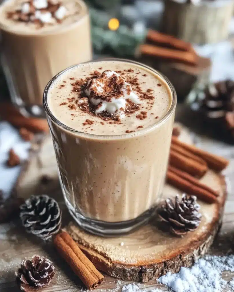 Delicious Winter Wonderland Smoothie topped with festive ingredients