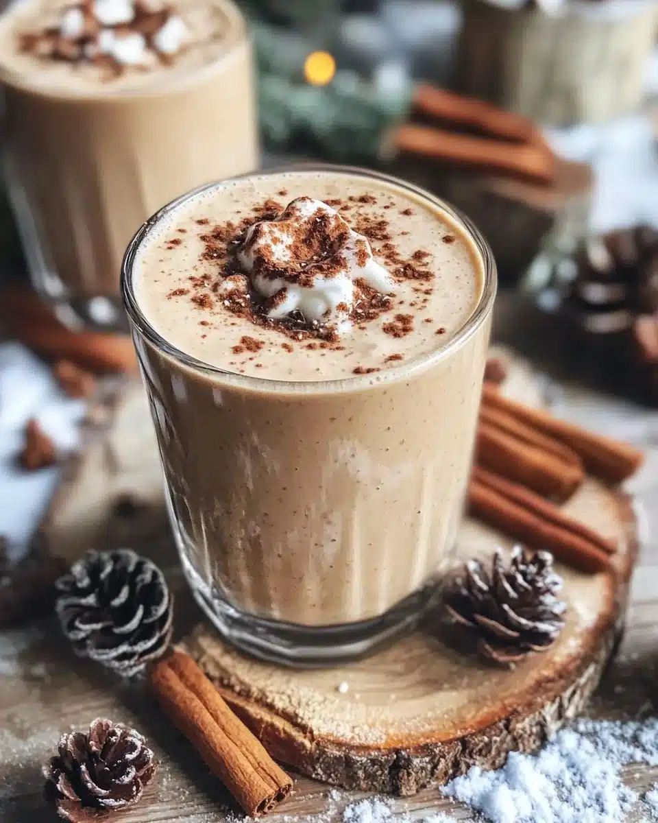 Delicious Winter Wonderland Smoothie topped with festive ingredients