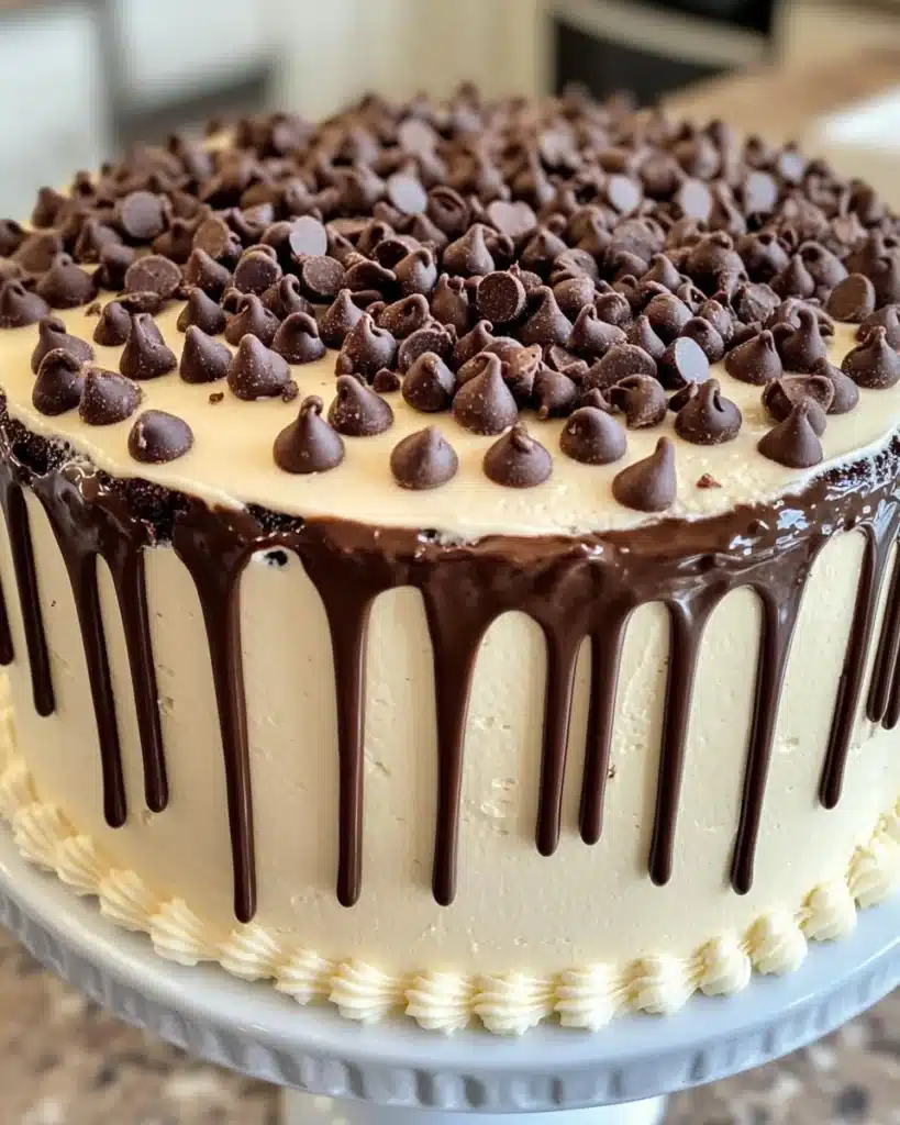 Chocolate Chip Cake with Ganache Drip