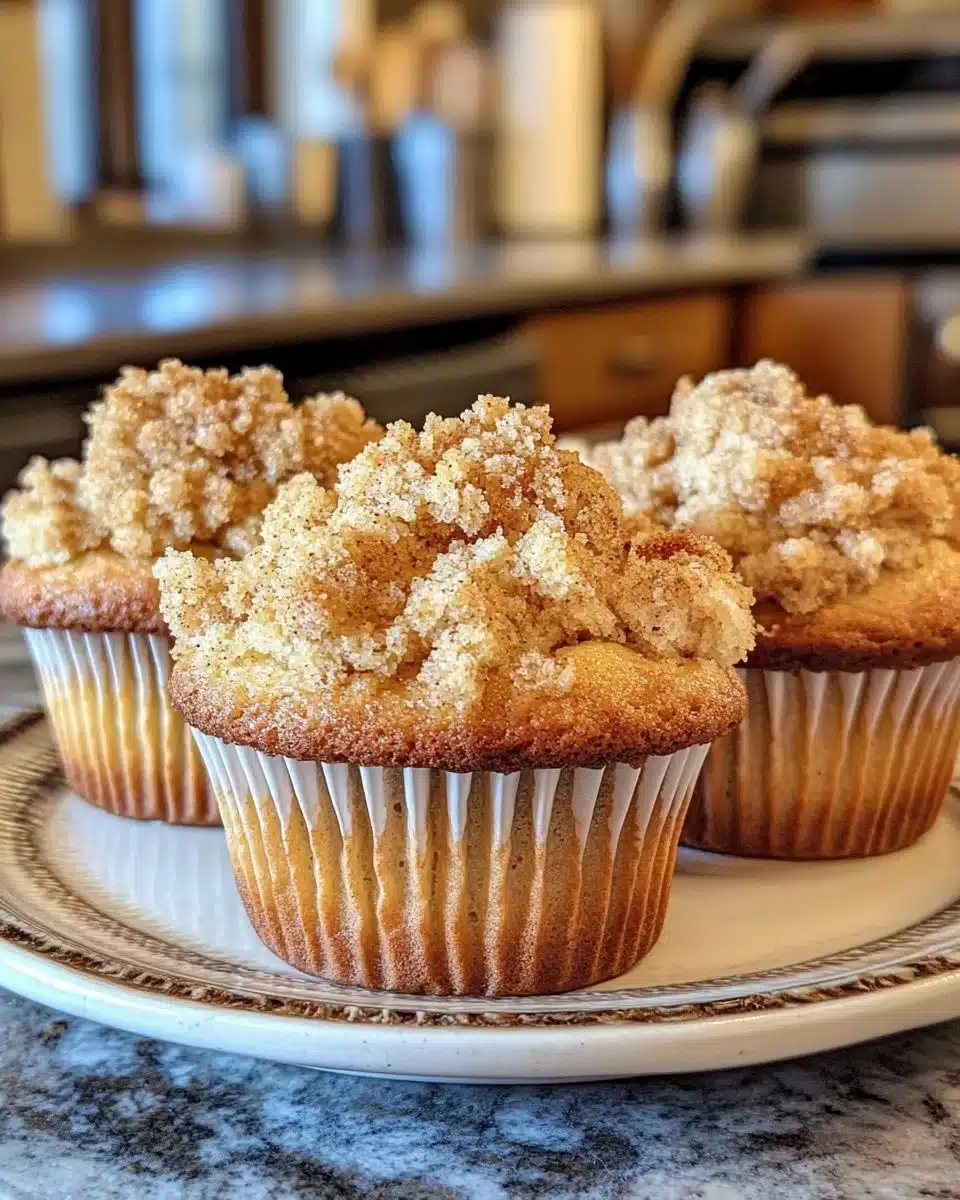 Crumb Cake Muffins 4 Freshly baked Crumb Cake Muffins with a streusel topping