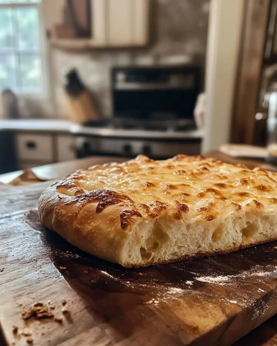Crusty No-Knead Pizza Bread with Hot Honey Butter 4 Crusty no-knead pizza bread served with hot honey butter for a tasty appetizer