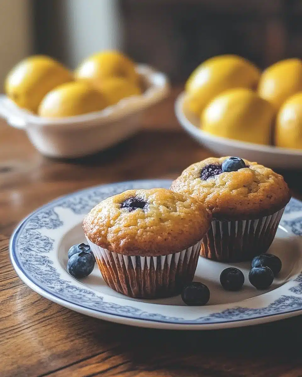 Lemon Blueberry Muffins 4 Delicious lemon blueberry muffins fresh out of the oven
