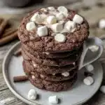 Marshmallow-surprise hot cocoa cookies with melted chocolate and marshmallows