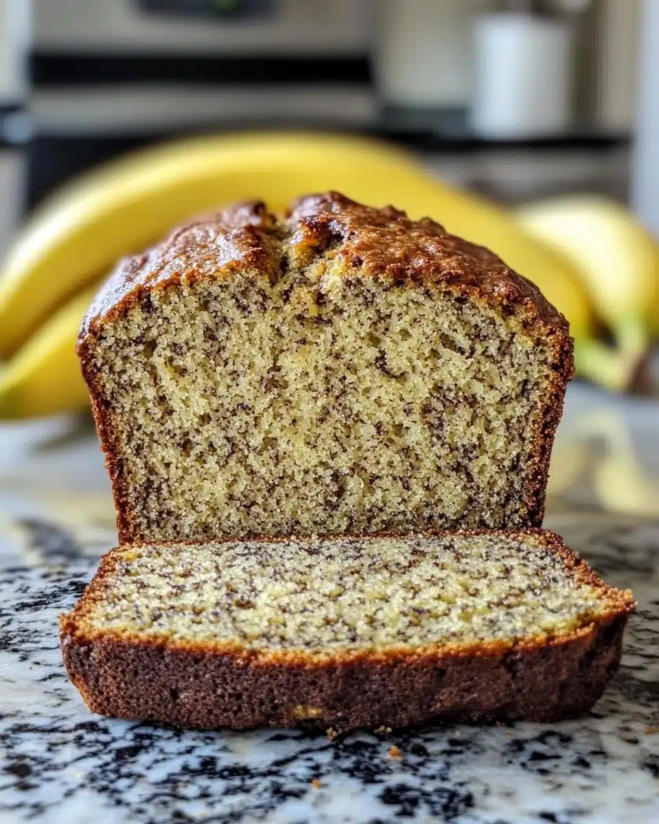 My Favorite Banana Bread 4 Delicious slice of homemade banana bread on a wooden table