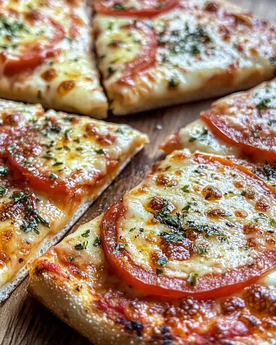 Quick & Easy Pizza Dip 4 Quick and easy pizza dip served in a bowl with fresh toppings.