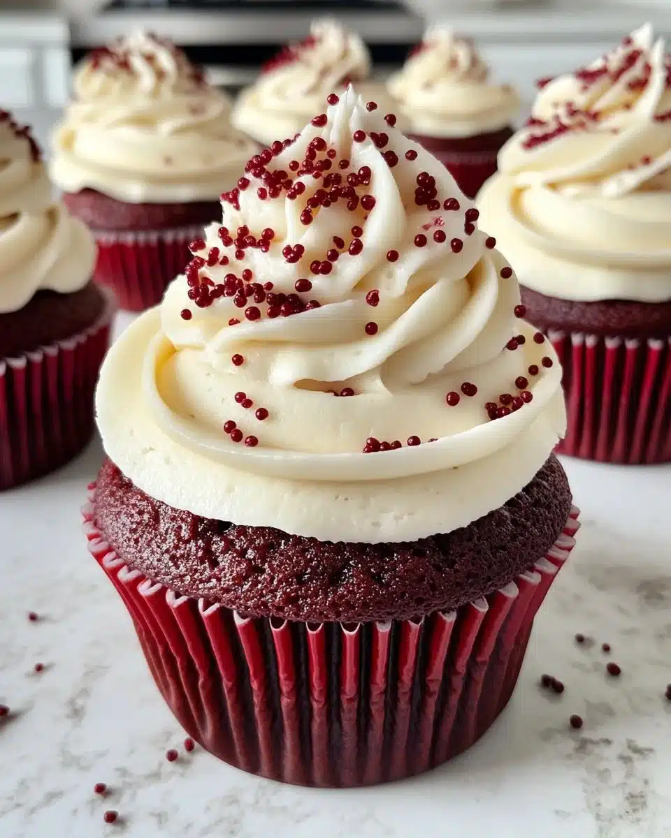 Delicious soft and moist red velvet cupcakes decorated for celebrations
