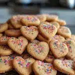 Colorful Sparkle Sweetheart Cookies decorated for Valentine's Day.