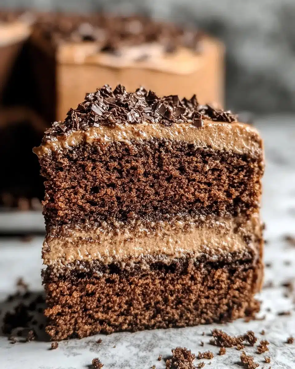 Super Moist Spice Cake 4 Super moist spice cake topped with creamy frosting on a rustic table.