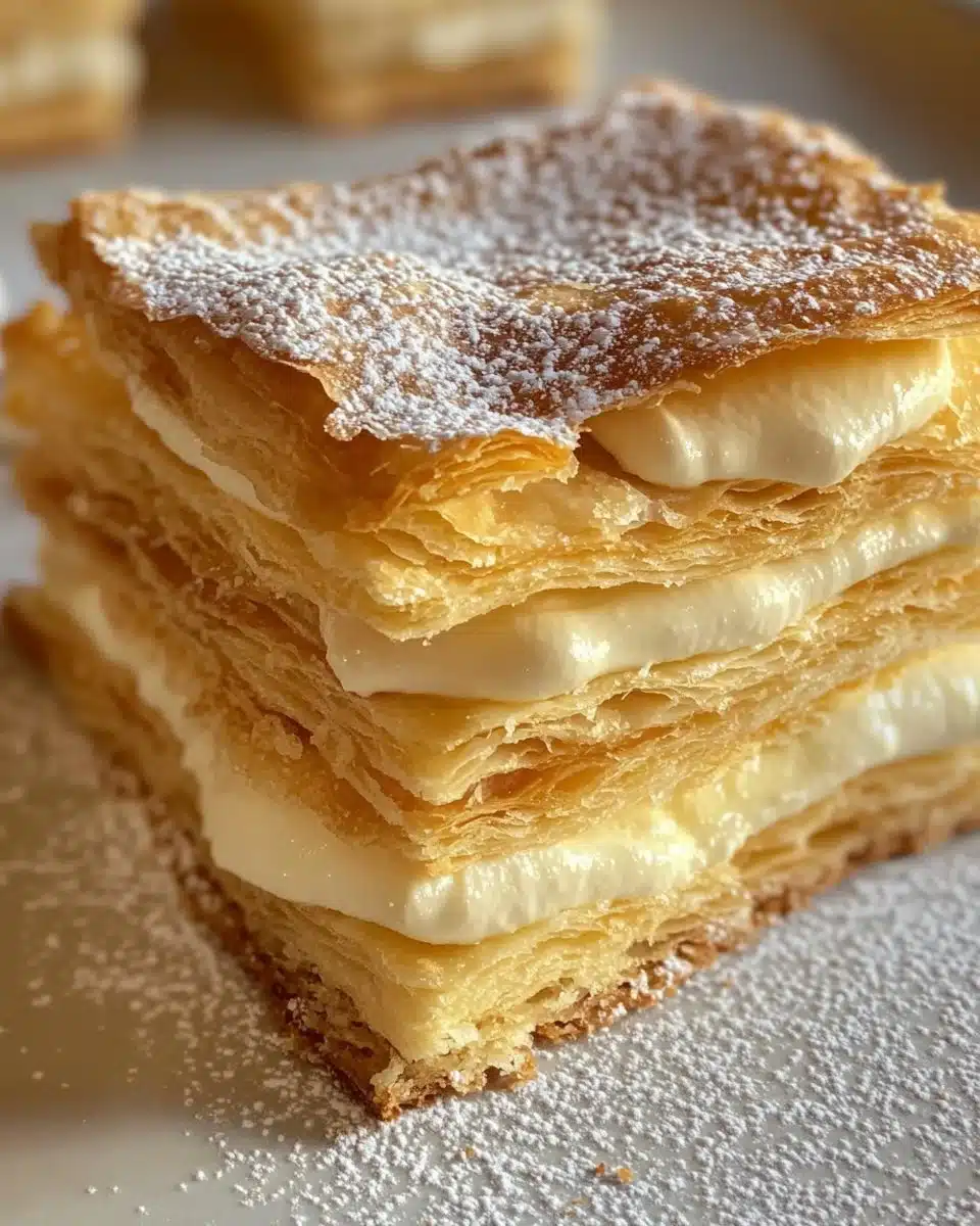 Thousand Layers (Napoleon Pastry) 4 Delicious layers of Napoleon pastry with cream filling and flaky crust.