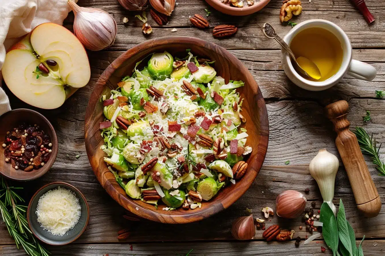 Warm Brussels Sprouts Salad with Bacon and Apple