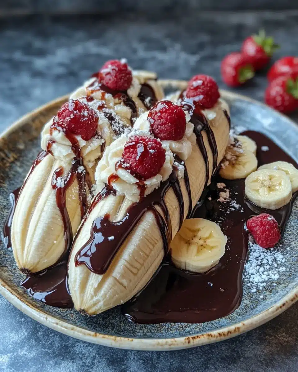 Delicious Banana Split dessert with ice cream and fresh bananas