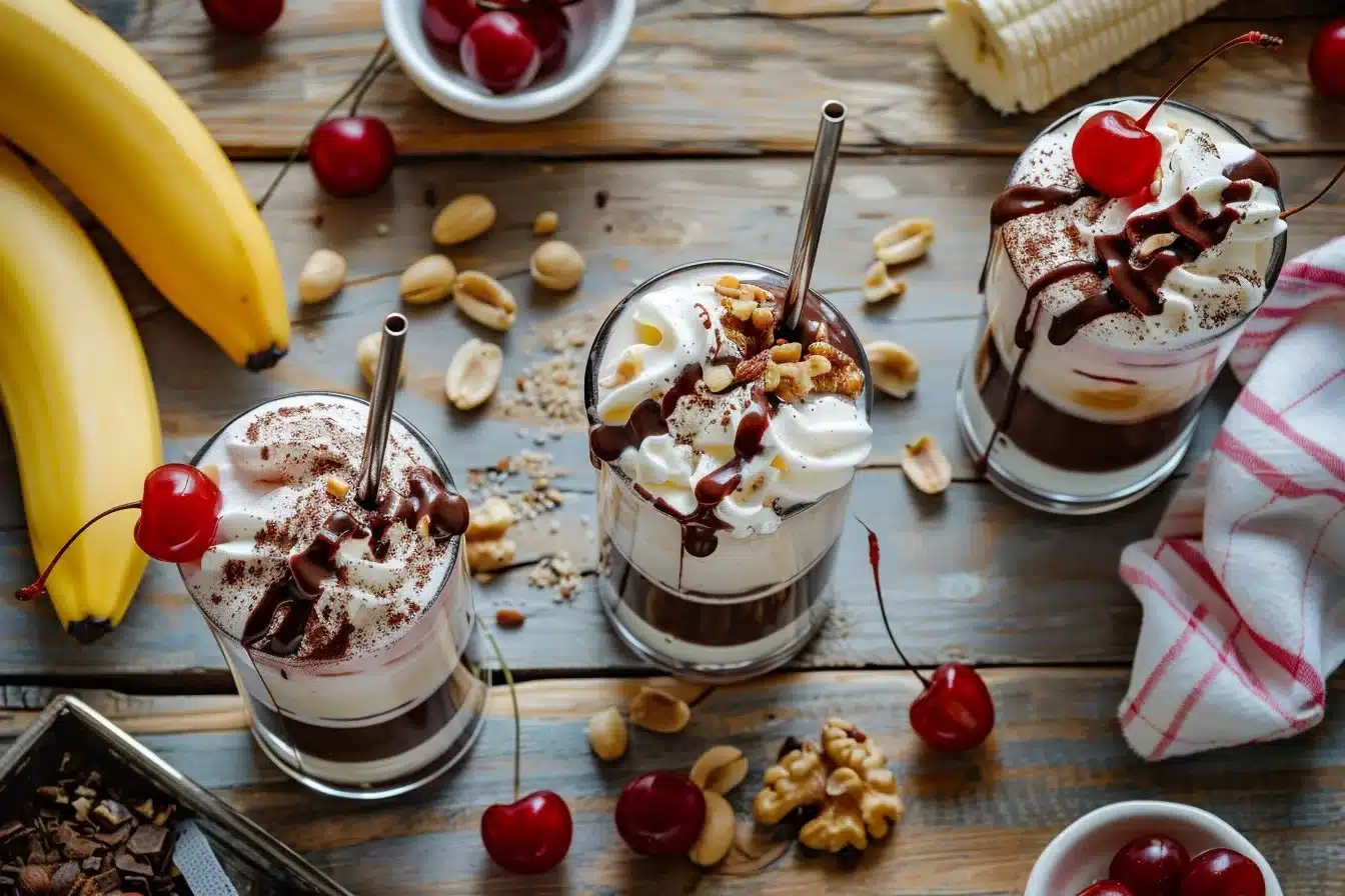 Banana Split Milkshakes Recipe