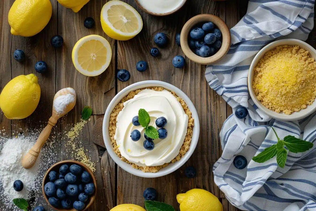 Healthy Mini Lemon Blueberry Cheesecakes