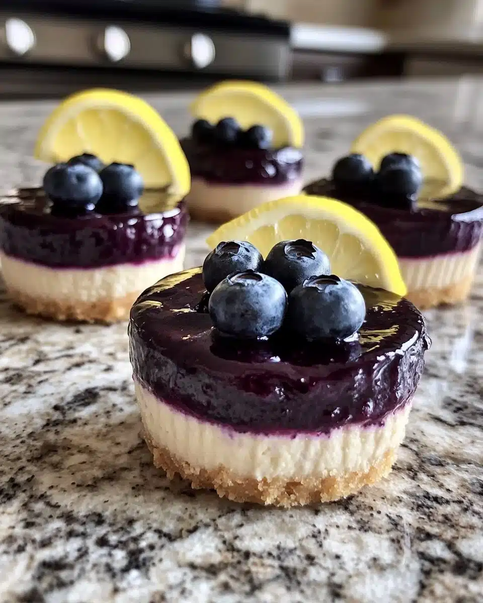 Healthy Mini Lemon Blueberry Cheesecakes