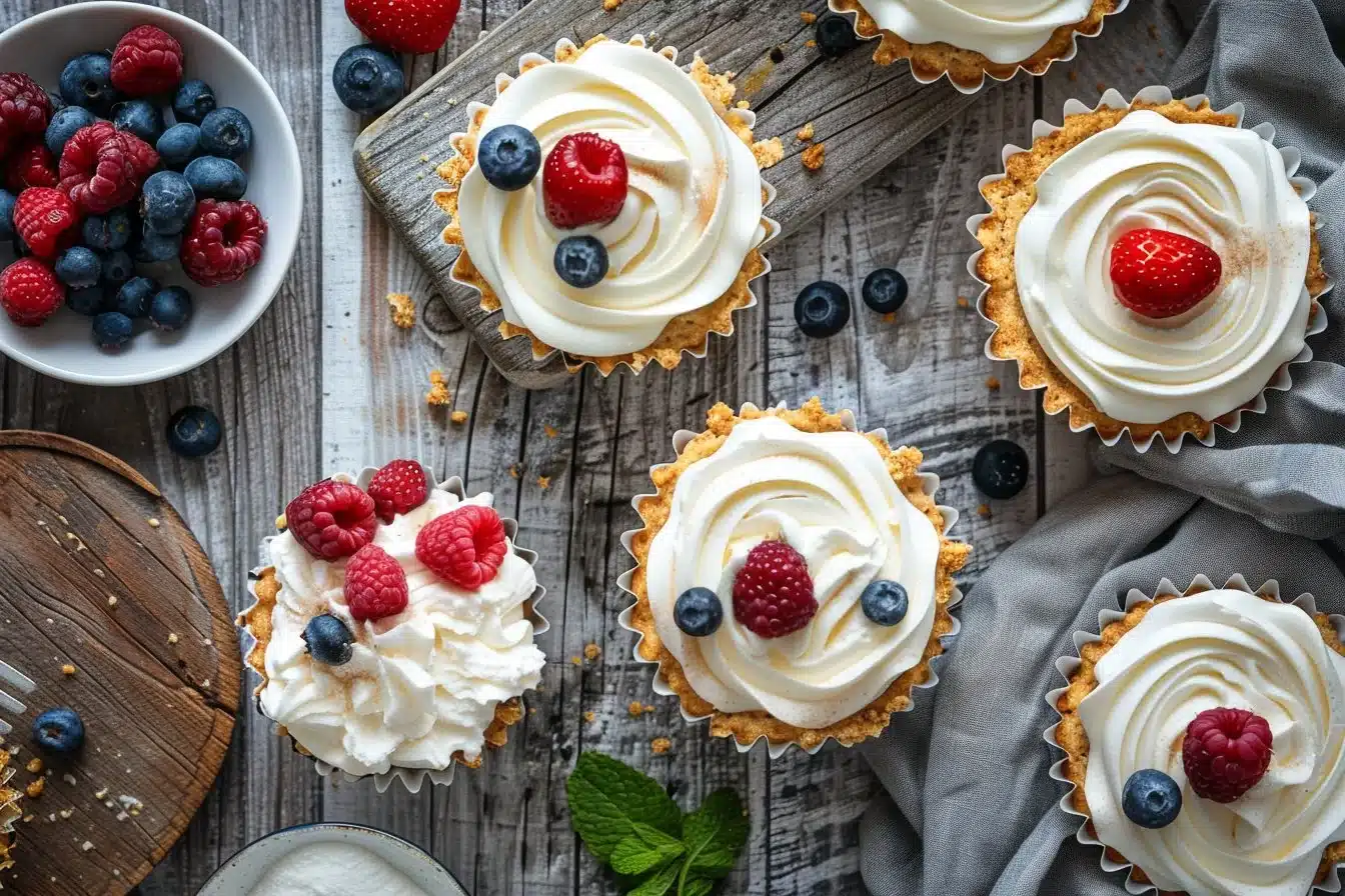 Mixed Berry Cheesecake Cupcakes