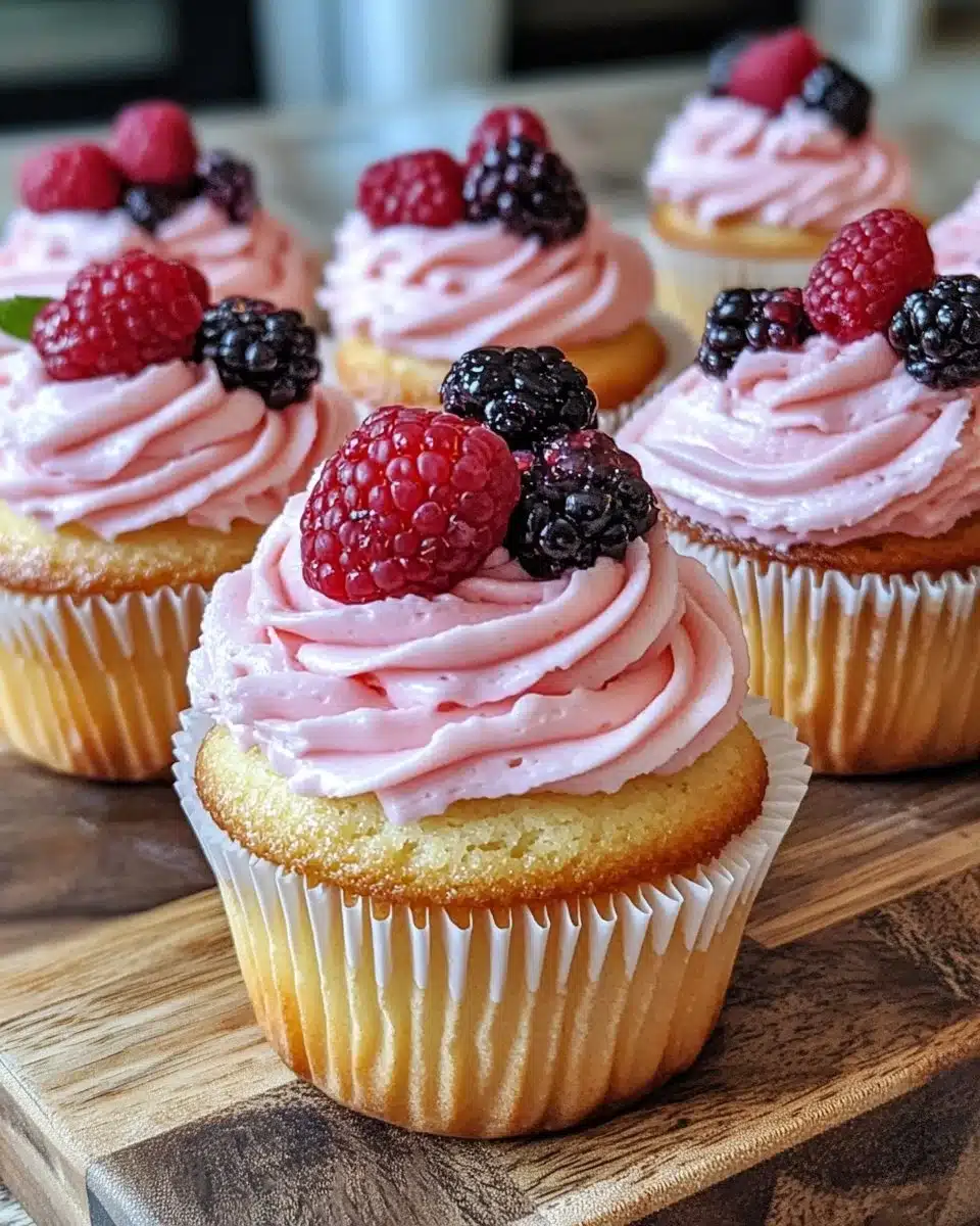 Mixed Berry Cheesecake Cupcakes