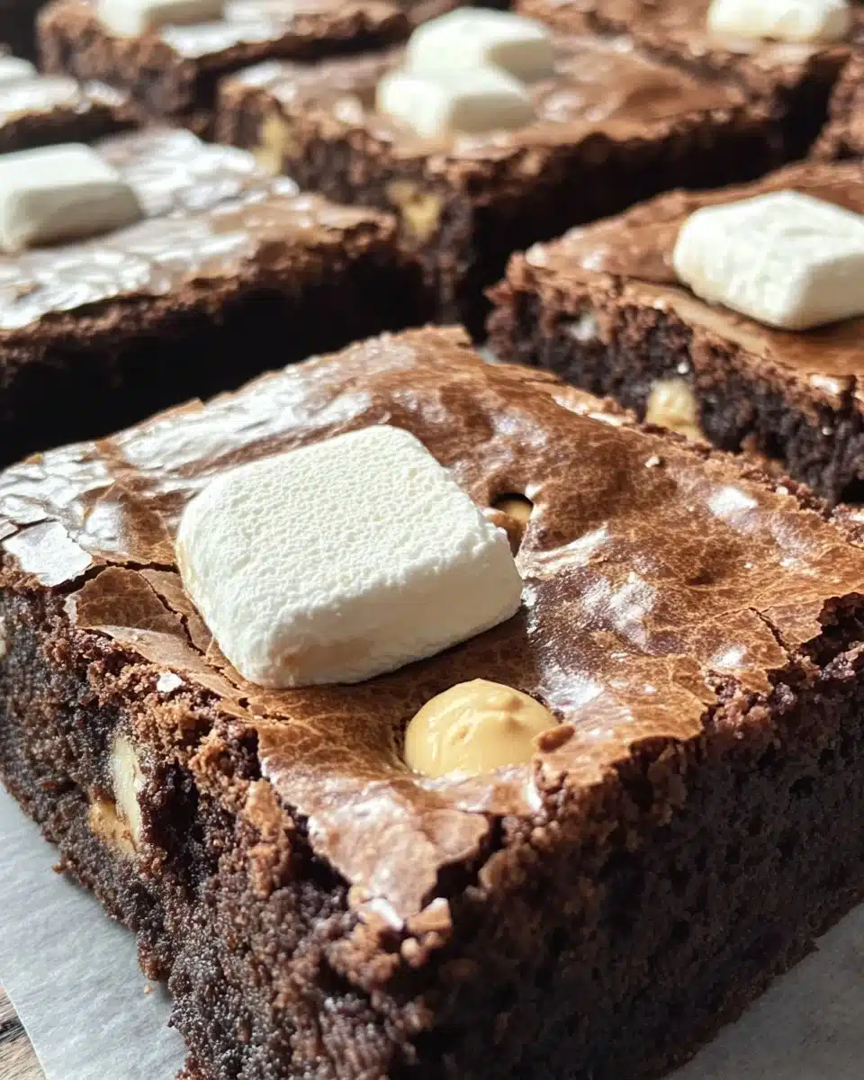 Delicious S'mores Brownies with chocolate, marshmallows, and graham crackers on top