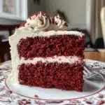 Moist and decadent gluten-free red velvet cake, perfect for celebrations