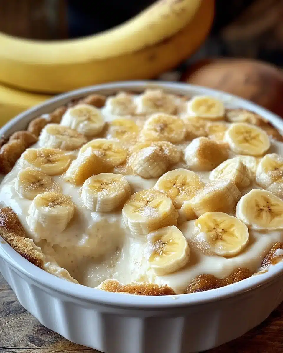 Delicious creamy Southern banana pudding served in a glass dessert bowl.