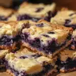 Delicious blueberry blondies with white chocolate and fresh blueberries.